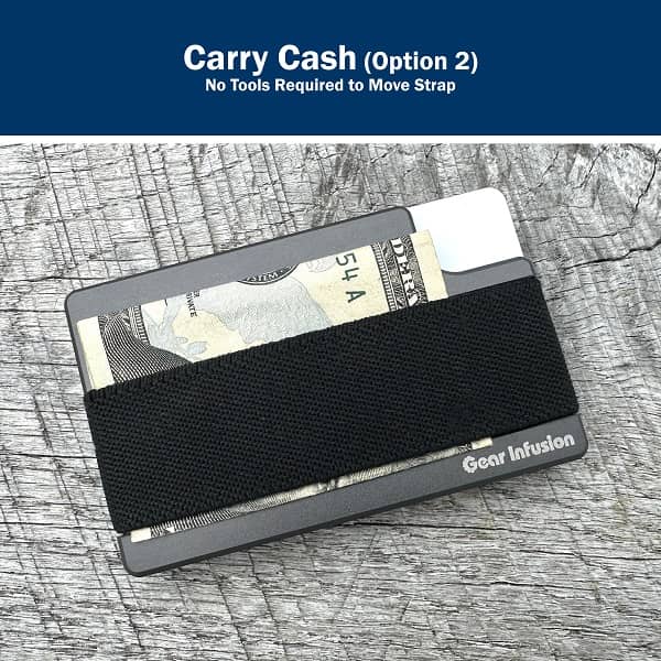 Gear Infusion ultra-slim wallet, minimalist design with RFID-blocking technology, multiple card slots, and a dedicated cash pocket for everyday carry.