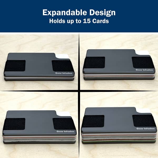 Gear Infusion ultra-slim wallet, minimalist design with RFID-blocking technology, multiple card slots, and a dedicated cash pocket for everyday carry.