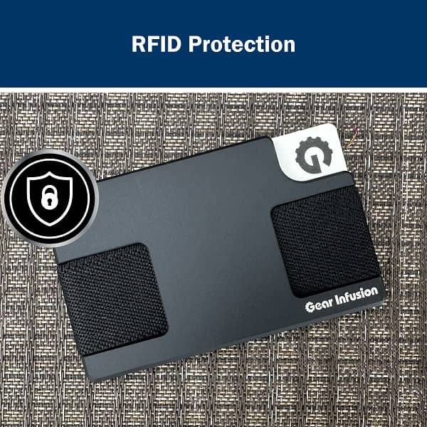 Gear Infusion ultra-slim wallet, minimalist design with RFID-blocking technology, multiple card slots, and a dedicated cash pocket for everyday carry.