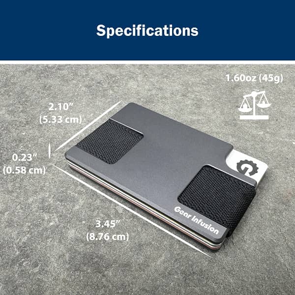 Gear Infusion ultra-slim wallet, minimalist design with RFID-blocking technology, multiple card slots, and a dedicated cash pocket for everyday carry.