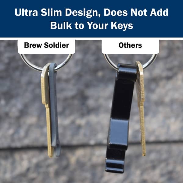 Brew Soldier bottle opener made from Grade 5 titanium, designed to blend with your keyring for discreet everyday carry (EDC) and built for durability and strength.