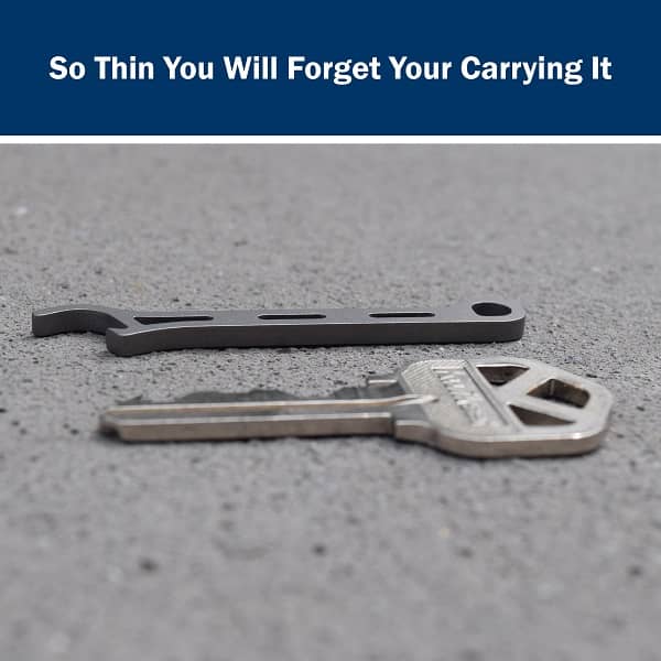 Brew Soldier bottle opener made from Grade 5 titanium, designed to blend with your keyring for discreet everyday carry (EDC) and built for durability and strength.