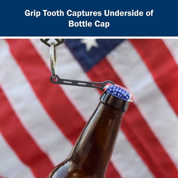 Brew Soldier bottle opener made from Grade 5 titanium, designed to blend with your keyring for discreet everyday carry (EDC) and built for durability and strength.
