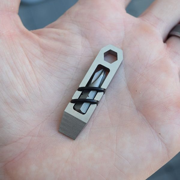WedgieMT compact multitool with #2 Phillips bit and optional fire flint – ideal for cutting, prying, scraping, and everyday carry (EDC) needs.